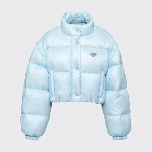 Prada Укороченный пуховик-трансформер из Re-Nylon Sky Blue - фото 1