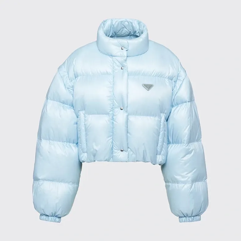 Укороченный пуховик-трансформер из Re-Nylon Prada Sky Blue - фото 1