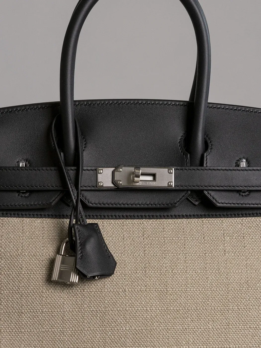 Hermès Cумка Birkin 30 Black Ficelle Toile Swift Palladium Hardware - фото 3