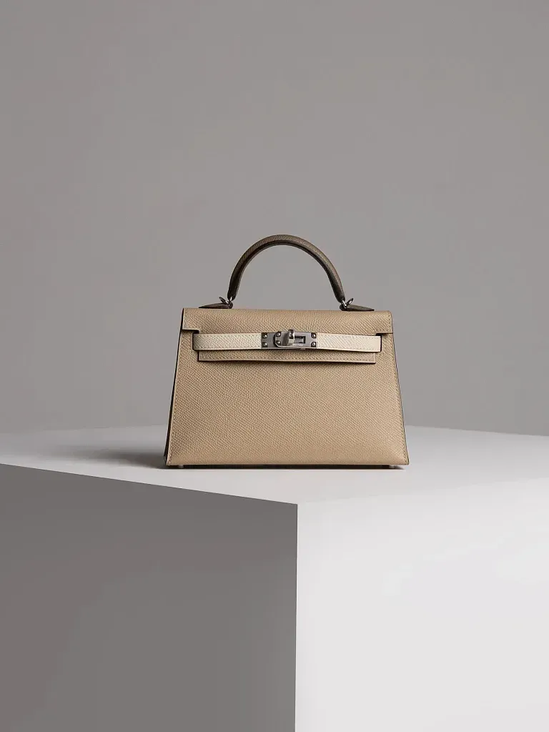 Сумка Hermes Kelly Mini 20 Trench Craie Etoupe Epsom Palladium Hardware - фото 1