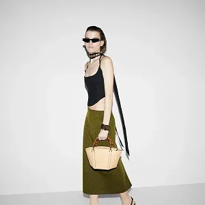 Gucci Маленькая сумка с бамбуковой ручкой Light Beige - фото 2
