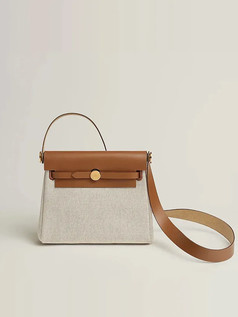 Сумка Hermes Herbag Zip 20 Ecru Beige Fauve Gold Hardware - фото 1