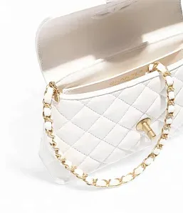 Chanel Маленькая сумка Flap с верхней ручкой White - фото 7