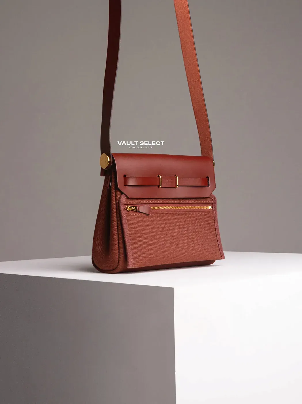 Hermès Сумка Herbag Zip 20 Rouge H Toile Militaire Vache Hunter Gold Hardware - фото 8