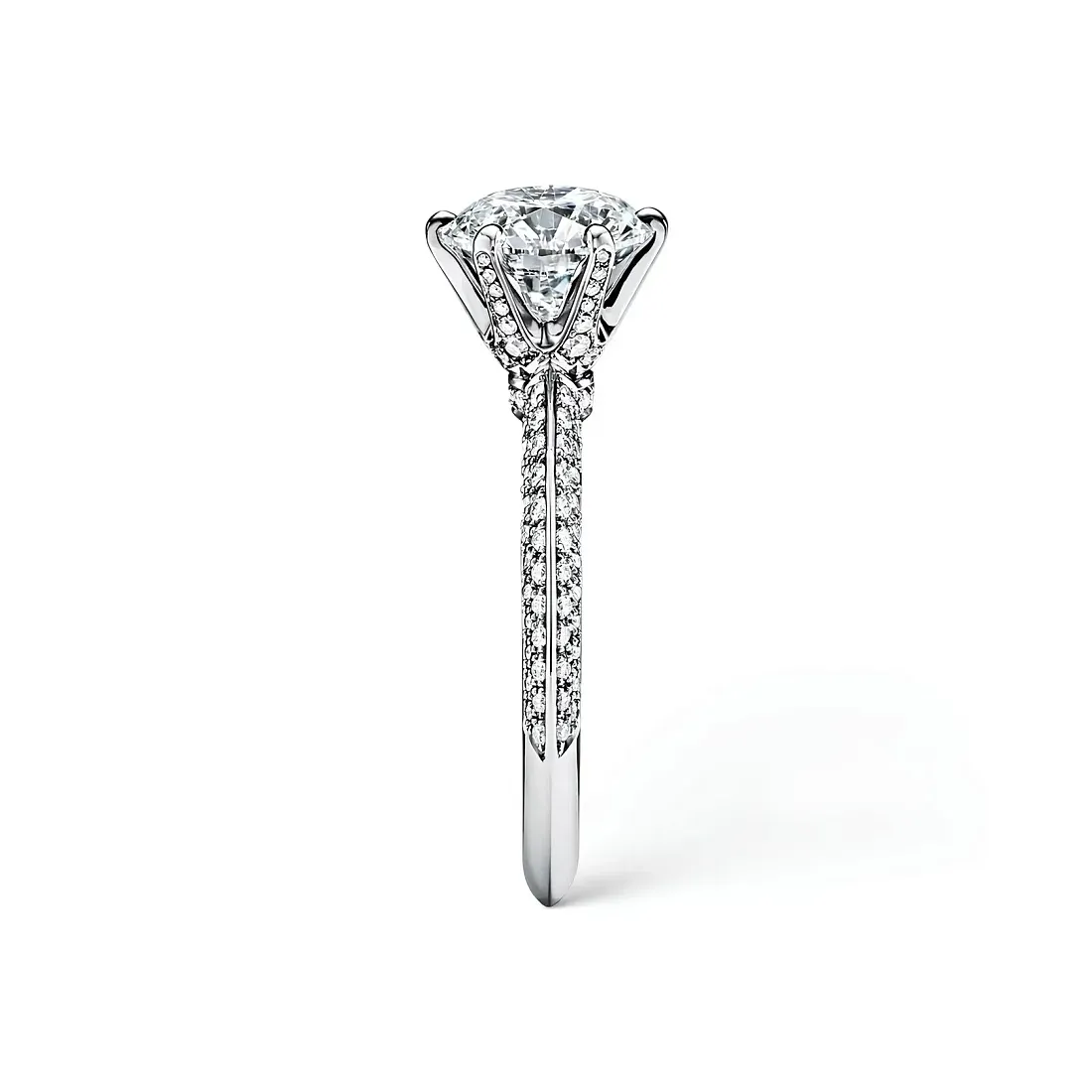 Tiffany & Co. Помолвочное кольцо Setting Engagement Ring with a Pave Diamond Band in Platinum - фото 4