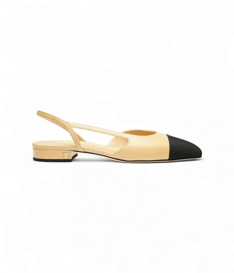 Кожаные слингбэки Chanel Beige/Black - фото 1
