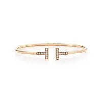 Tiffany & Co. Браслет T Diamond Wire Bracelet Rose Gold - фото 1
