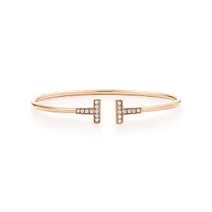 Tiffany & Co. Браслет T Diamond Wire Bracelet Rose Gold - фото 1