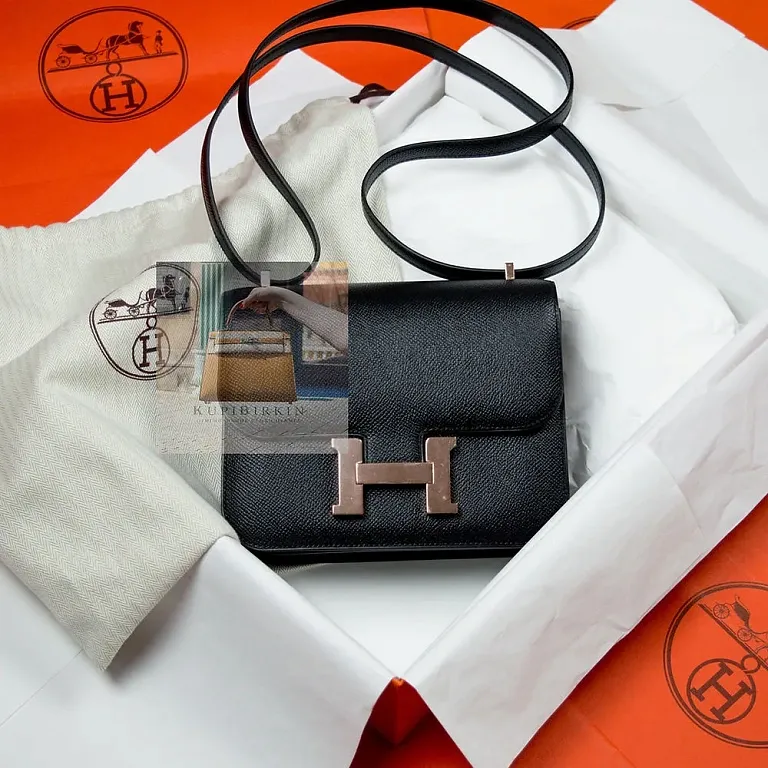 Hermes Constance 18 Black Epsom Rose Gold Hardware - фото 1