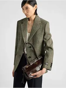 Prada Средняя кожаная сумка Dark Brown - фото 2