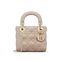 Dior Сумка Lady cannage lambskin мини-формата Taupe-Colored - фото 1