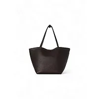 The Row Сумка Park Tote Three Stitch Black из кожи Dark Brown / Ecru - фото 1
