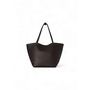 The Row Сумка Park Tote Three Stitch Black из кожи Dark Brown / Ecru - фото 1