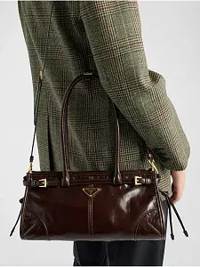 Prada Средняя кожаная сумка Dark Brown - фото 6