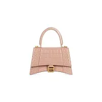 Balenciaga Сумка Hourglass Crocodile Embossed маленького формата Nude - фото 1