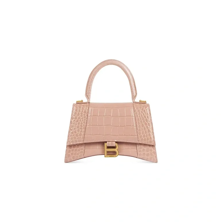 Сумка Hourglass Crocodile Embossed маленького формата Balenciaga Nude - фото 1