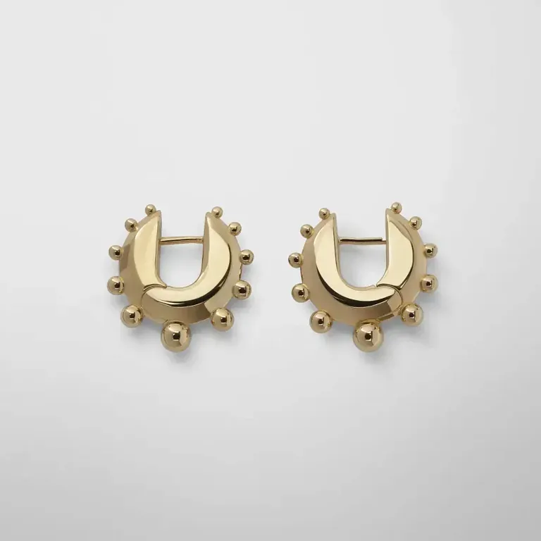 Маленькие серьги-кольца с бусинками Phoebe Philo Gold - фото 1