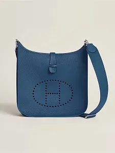 Hermès Сумка Evelyne 33 Bleu Tie Clemence Palladium Hardware - фото 1