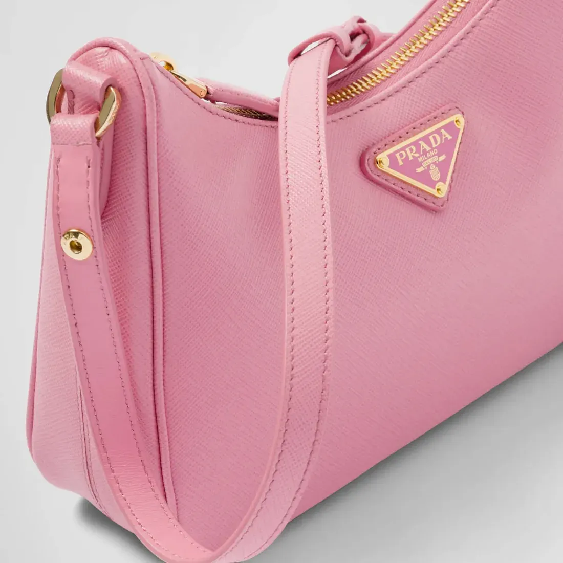 Prada Мини-сумка Re-Edition из сафьяновой кожи Petal Pink - фото 6