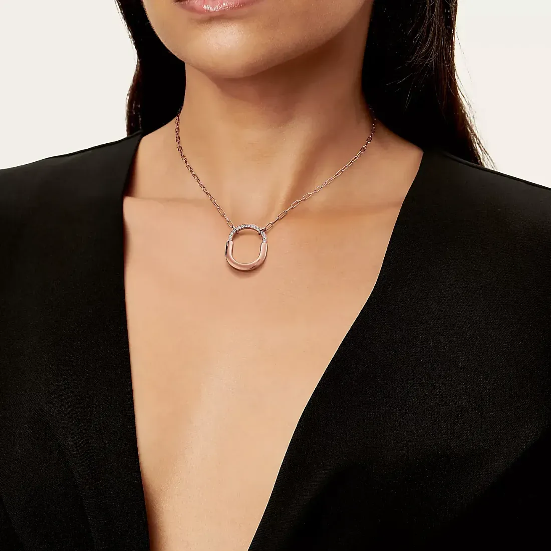 Tiffany & Co. Подвеска Lock Medium Pendant with Diamonds Rose Gold - фото 2