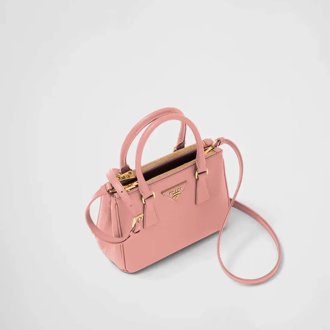Prada Мини-сумка Galleria из сафьяновой кожи Petal Pink - фото 3