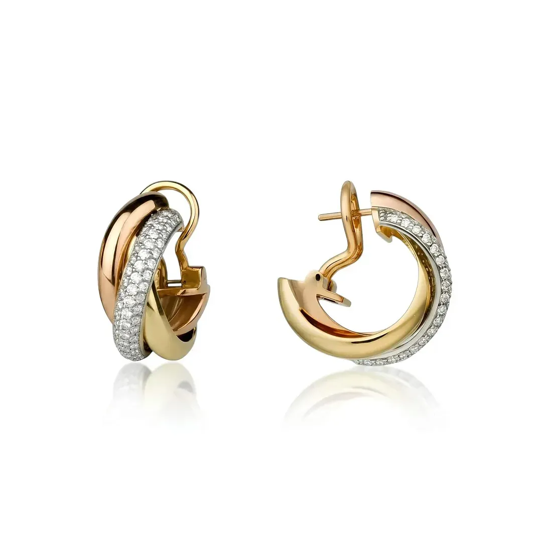 Cartier Серьги Trinity earrings, classic model, half-paved - фото 3