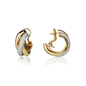 Cartier Серьги Trinity earrings, classic model, half-paved - фото 3