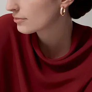 Cartier Серьги Love hoop earrings, medium model, paved, Rose Gold - фото 2
