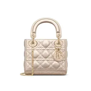 Dior Сумка Lady metallic pale gold-tone мини-формата - фото 1
