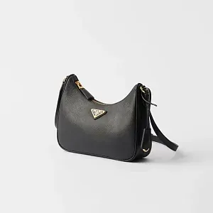 Prada Мини-сумка Re-Edition из сафьяновой кожи Black - фото 3