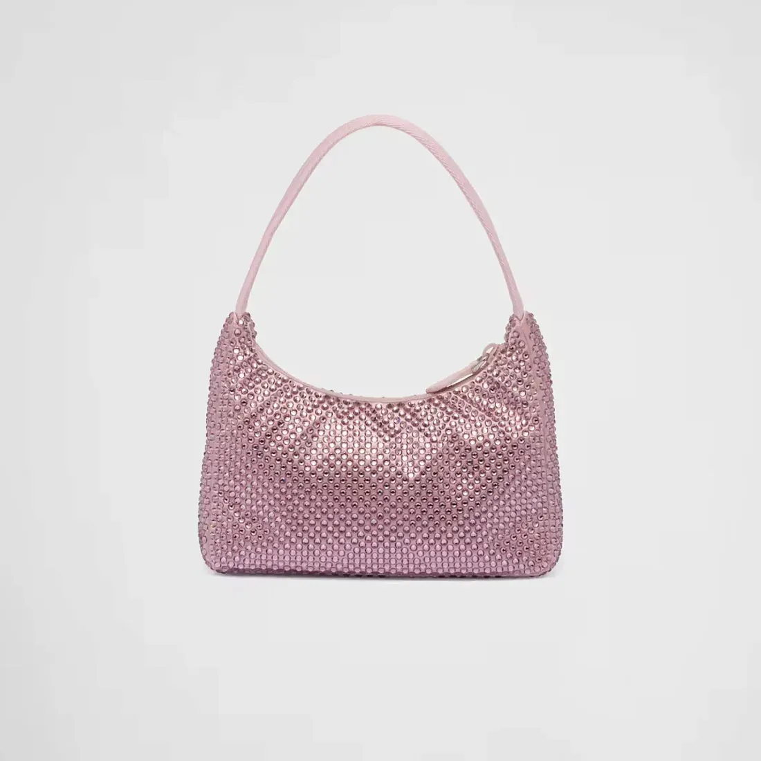 Prada Мини-сумка из сатина с кристаллами Alabaster Pink - фото 4