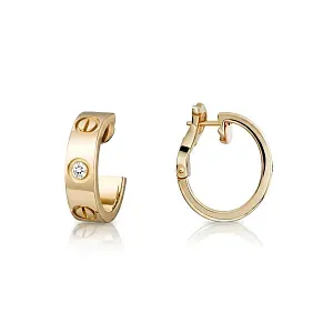 Cartier Серьги Love hoop earrings, classic model, 2 diamonds Yellow Gold - фото 3
