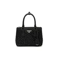 Prada Мини-сумка Galleria из атласа с кристаллами Black - фото 1