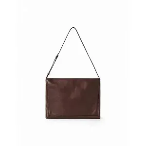 The Row Сумка Nan Shoulder Black из кожи Brown Melange - фото 1
