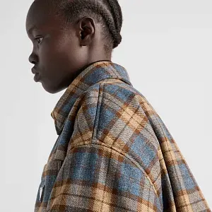 Prada Куртка-рубашка из твилла с клетчатым узором из шерсти - фото 3