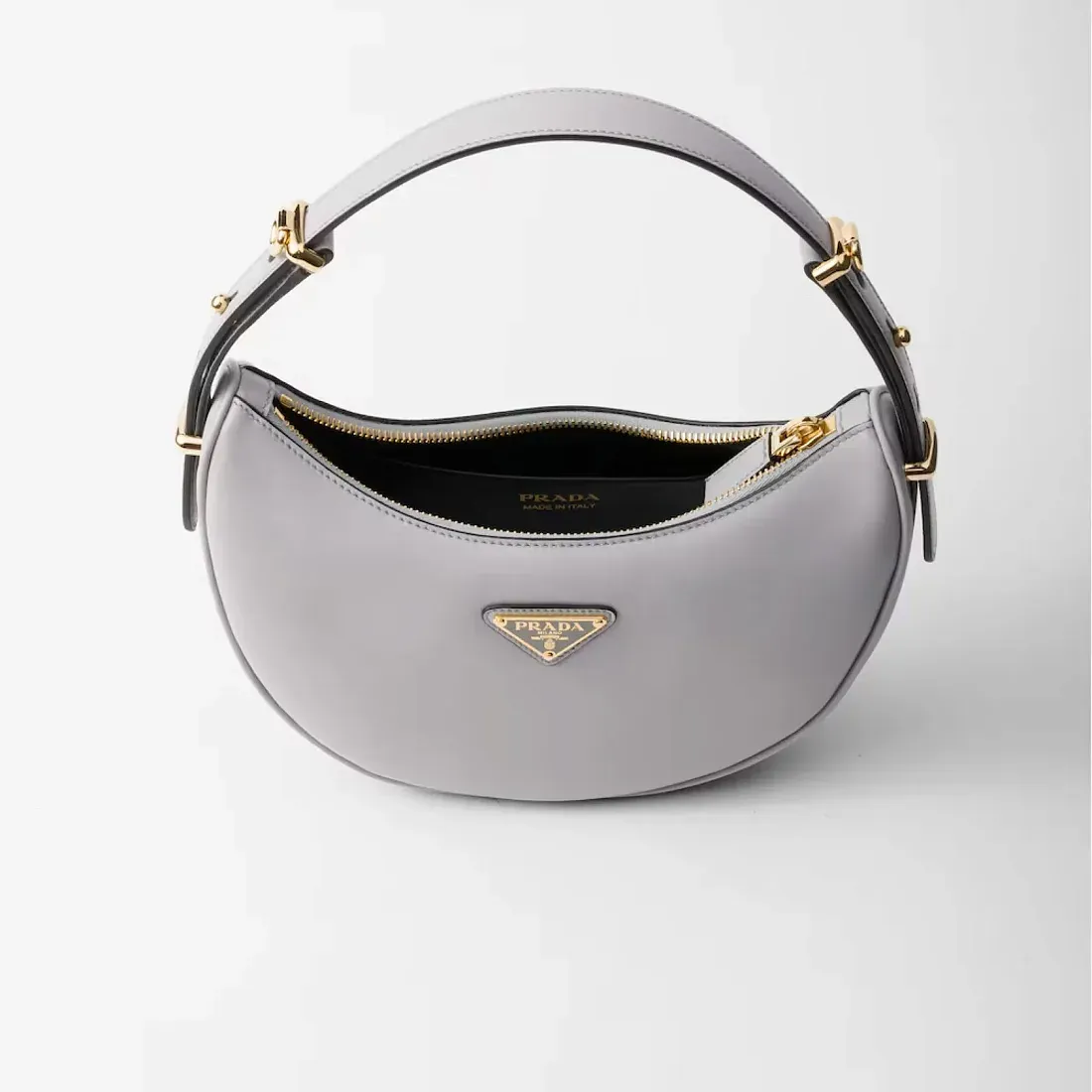 Prada Маленькая кожаная сумка через плечо Arque Granite Gray - фото 4