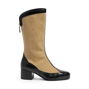 Chanel Велюровые сапоги Beige/Black - фото 1