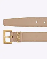 Saint Laurent Тонкий ремень Cassandre Dark Beige - фото 1