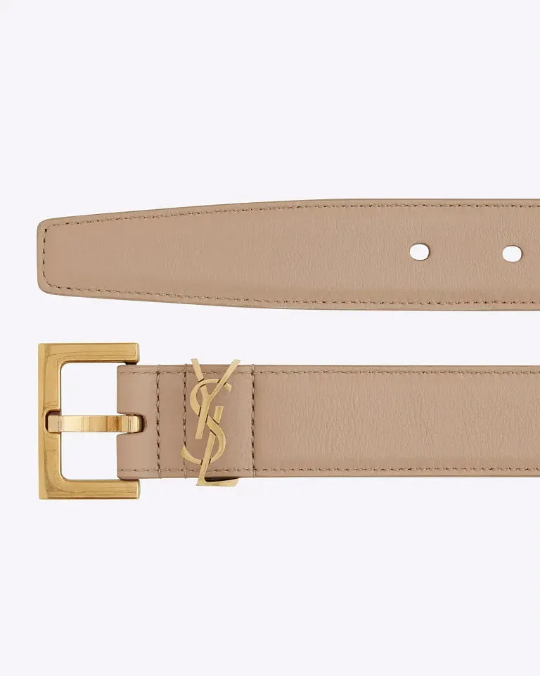Тонкий ремень Cassandre Saint Laurent Dark Beige - фото 1