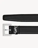 Saint Laurent Тонкий ремень Cassandre Black Silver - фото 1