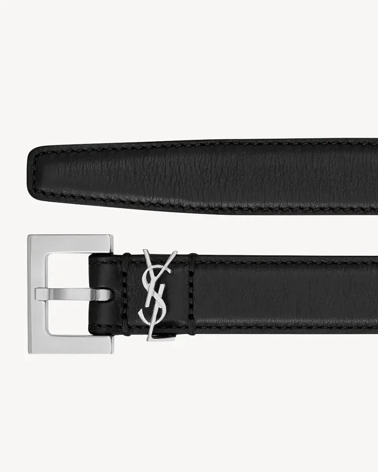 Тонкий ремень Cassandre Saint Laurent Black Silver - фото 1