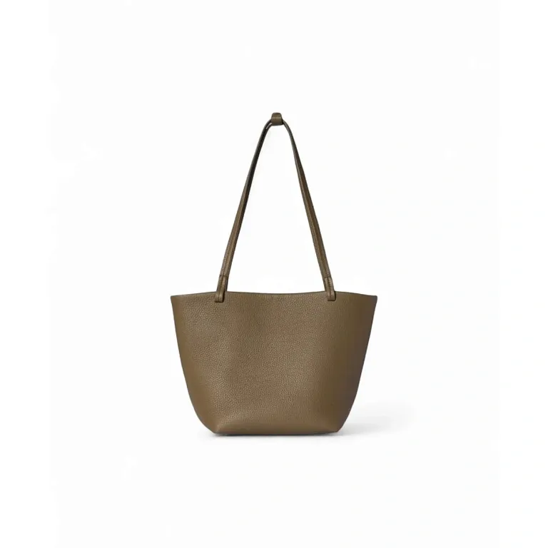 Сумка Medium Park Tote Black из кожи The Row Smoked Taupe - фото 1