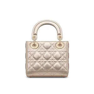 Dior Сумка Lady metallic pale gold-tone мини-формата - фото 3