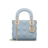 Dior Сумка Lady cannage lambskin мини-формата Pale Blue - фото 1