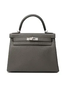 Hermès сумка Kelly 28 Clemence Gris Meyer PHW - фото 1