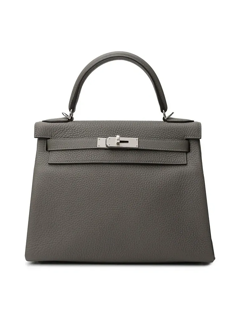 Hermes сумка Kelly 28 Clemence Gris Meyer PHW - фото 1