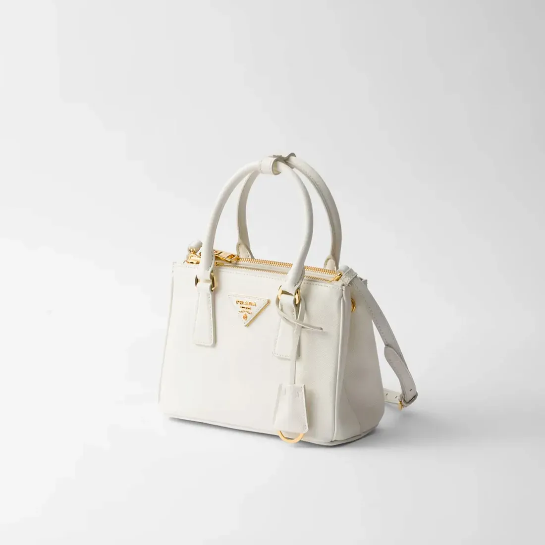 Prada Мини-сумка Galleria из сафьяновой кожи White - фото 3