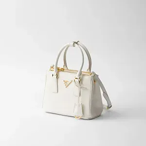 Prada Мини-сумка Galleria из сафьяновой кожи White - фото 3
