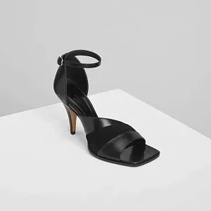 Phoebe Philo Ассиметричные сандалии из черной кожи с каблуком 90 Black - фото 1