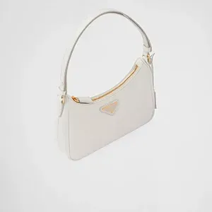 Prada Мини-сумка Re-Edition из сафьяновой кожи White - фото 3